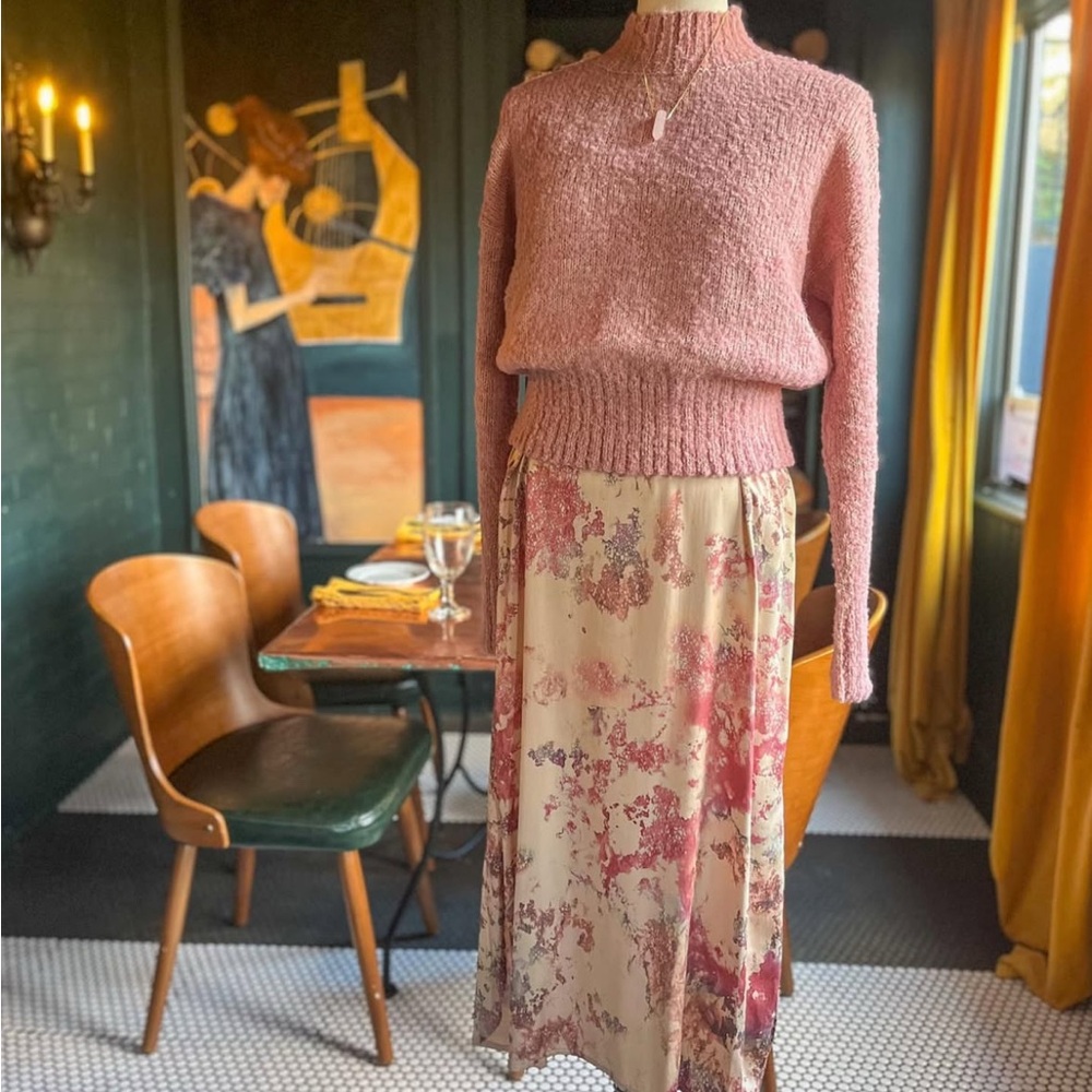Mock Neck Wool Blend Sweater